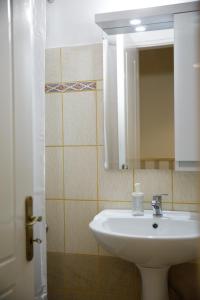 吉诺卡斯特Martin Villa Gjirokaster的浴室设有白色水槽和镜子