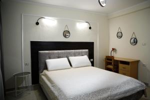 吉诺卡斯特Martin Villa Gjirokaster的一间卧室配有一张带两个枕头的床