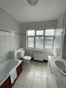 KentonST NICHOLAS HOTEL的带浴缸、卫生间和盥洗盆的浴室