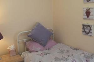 巴拉Hill View Cottage的卧室内的一张带两个枕头的床