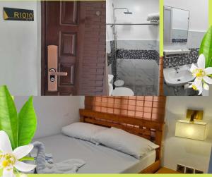 BalangaBTH Traveller's Home的客房设有一张床和一间带水槽的浴室