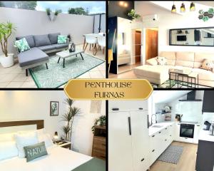 富尔纳斯Penthouse Furnas的客厅和公寓照片的拼合