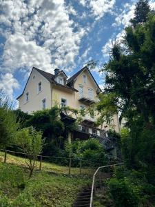 巴特黑雷纳尔布Villa Johanna的山顶上一座白色的大房子