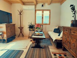 萨拉热窝Guest house Nizama's Place的客厅配有沙发和桌子