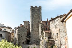 苏比亚诺La Finestra Sul Fiume的一座高塔的古老石头建筑