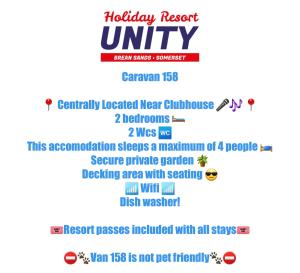 158 Holiday Resort Unity Brean Passes Included No Pets No workers sorry平面图