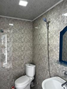 科布列季ECO HOUSE的浴室配有卫生间、盥洗盆和淋浴。