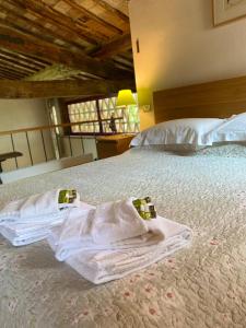 阿夏诺Il Capanno的卧室配有2条白色毛巾。