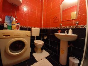 布尔奇科Venus Apartman的一间带洗衣机和水槽的浴室