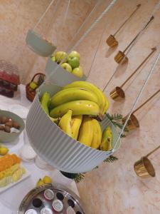 索托德尔瓦尔科马格达莱纳宫殿酒店的柜台上的一篮香蕉和其他水果