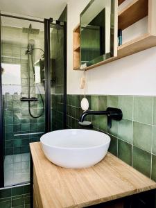 萨斯费Appartment Alpenrose的浴室配有大型白色水槽和淋浴。