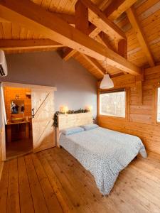 苏比亚科尼多德尔尼比奥住宿加早餐旅馆的小木屋内一间卧室,配有一张床