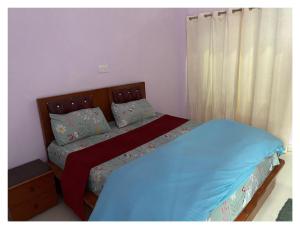 巴德里纳特Badrinath Jb Laxmi hotel的一间卧室设有两张床和窗户。
