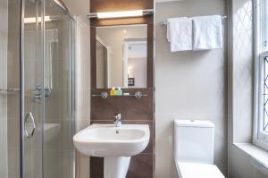 伦敦贾德酒店的一间带水槽、卫生间和淋浴的浴室