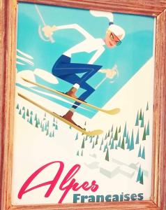 瓦尔乐利弗勃朗酒店的空中滑雪者的海报