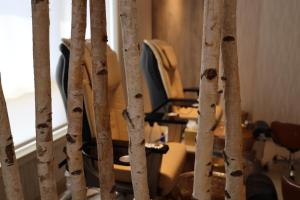 埃尔帕索艾尔帕索酒店的一间带椅子和竹 ⁇ 的房间