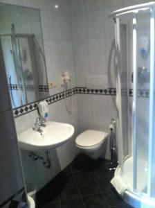 Vilpiano斯派厄霍夫酒店的一间带水槽、卫生间和淋浴的浴室