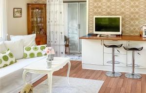 赫尔湾1 Bedroom Amazing Home In Hllviken的客厅配有白色沙发和电视