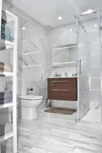 阿德耶Ke Casetta Tenerife Anna Apartment的带淋浴、卫生间和盥洗盆的浴室