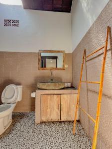 坎古柠檬住宿加早餐旅馆的一间带水槽、卫生间和镜子的浴室