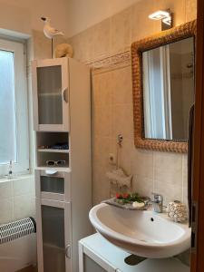 青斯特Wellenwiese 29的一间带水槽和镜子的浴室