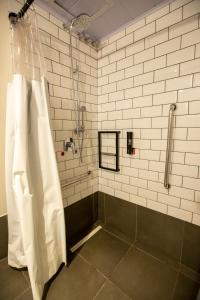 库亚巴ibis Cuiaba Shopping的带淋浴和浴帘的浴室
