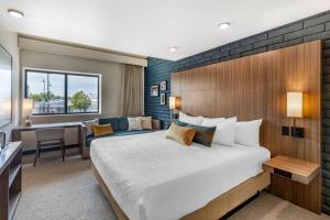 大瀑布城The Gibson Hotel Great Falls, Ascend Hotel Collection的配有一张床和一张书桌的酒店客房