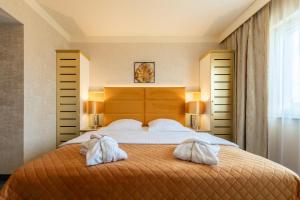 卡托维兹卡托维兹钻石公园酒店的一间卧室配有一张大床和两个枕头