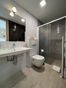 波雷奇Minella Residence的浴室配有卫生间、盥洗盆和淋浴。