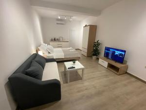 奥赫里德Guest House Stojanoski的带沙发和电视的客厅