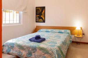 圣路易斯El Amparo Hotel的一间卧室配有一张床,床上有毛巾