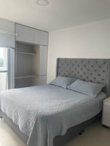 佩雷拉Altavista Apartamento Lindo y Comodo Piso 8 en Pereira的一间卧室配有一张大床和一个衣柜