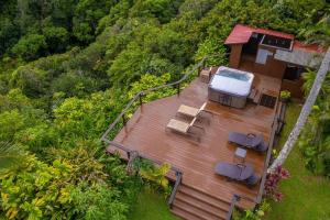 HueloJasmine Suite on Lush farm in Haiku, Maui jungle的享有带甲板的房屋的空中景致
