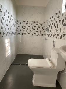 西里古里Hotel Insta 18的白色的浴室设有卫生间和水槽。