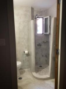 卡利斯托斯Giasemi apartments的带淋浴和卫生间的浴室