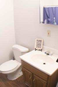 匹兹堡3 BR Southside Loft - Amazing Location的浴室配有白色卫生间和盥洗盆。