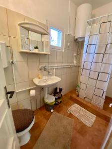 IlinoIdila pod Rtnjem - Najam cele vikendice sa bazenom的一间带水槽和卫生间的浴室