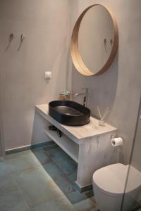 伊奥斯乔拉Olive Tree Homes的一间带水槽和镜子的浴室