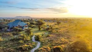 塞伦盖蒂Africa Safari Serengeti Ikoma Camping的地心房屋的空中景观