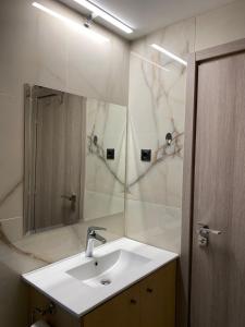 拉扎克利翁blue view sea apartment的一间带水槽和镜子的浴室