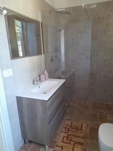巴蒂帕利亚Serroni Alto的一间带水槽、淋浴和卫生间的浴室