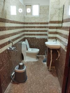 海得拉巴HOTEL VIRAT GRAND的一间带卫生间和水槽的浴室