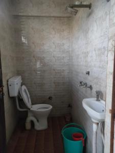 马图拉Hotel Shubhadra Guest House的一间带卫生间和水槽的浴室
