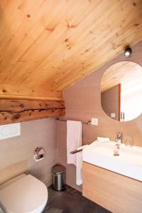日内瓦La Ferme du Lignon的浴室设有白色水槽和镜子