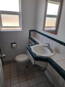 奥克兰Nights Inn Motel的一间带卫生间和水槽的浴室