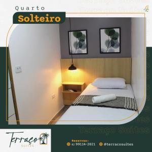 乌尼昂-杜斯帕尔马里斯Hotel Terraço Suítes的一间卧室配有一张床,上面有两条毛巾
