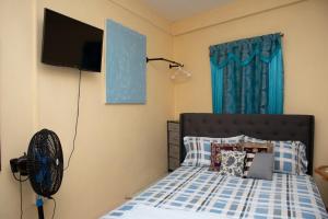 Arnos ValePRI Guest House的卧室配有一张床铺,墙上配有电视