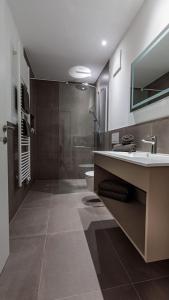 皮茨河谷阿兹尔Wein Neururer的带淋浴、盥洗盆和卫生间的浴室
