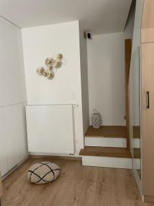 维斯普雷姆Morris Vacka的一间房间,走廊上设有楼梯,地板上设有球