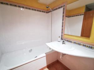 Salvatierra de MiñoAIRES DO MIÑO的一间带水槽、浴缸和镜子的浴室